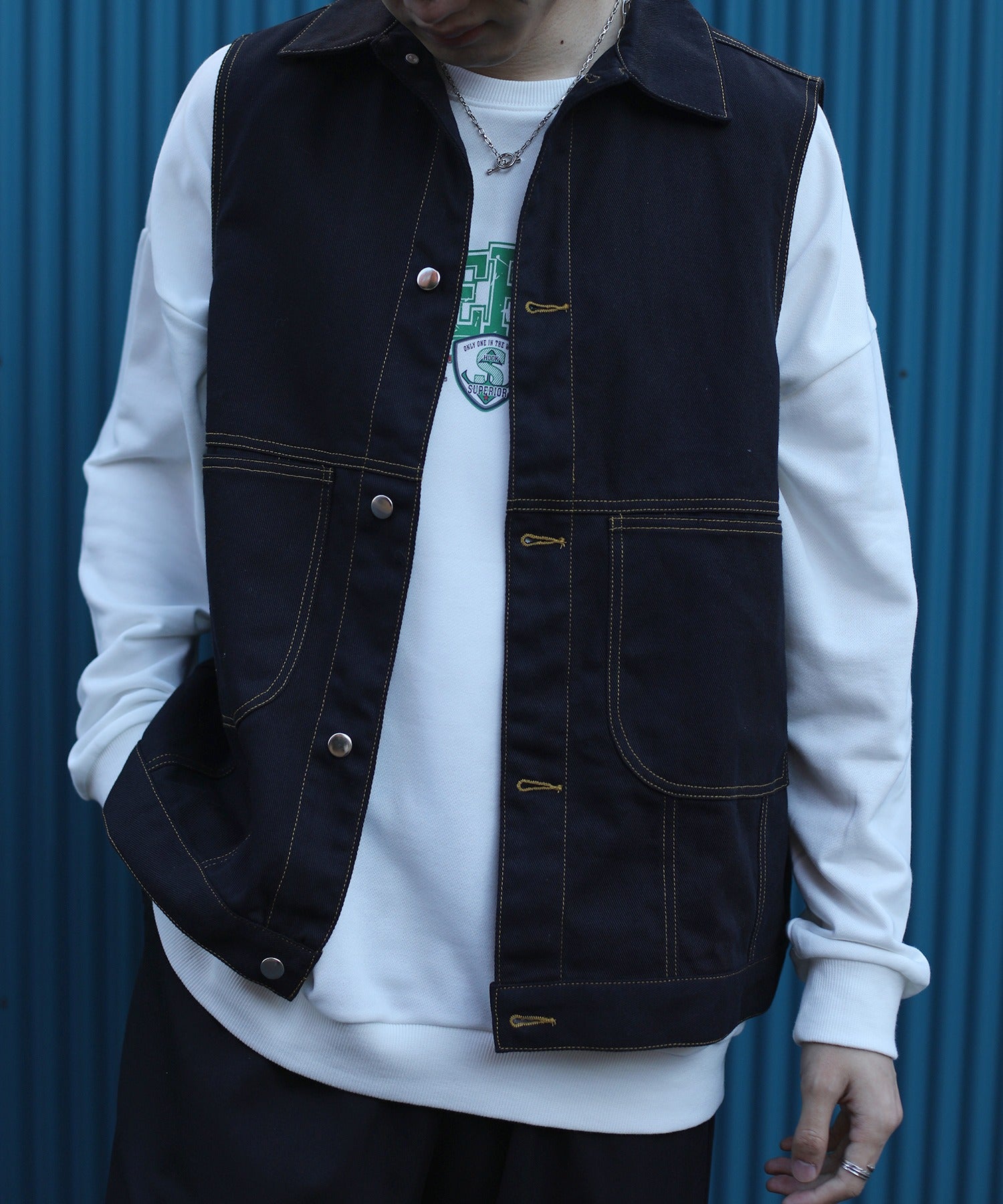 HOOK-】 アメカジデニムノースリーブジャケットベスト – 《公式