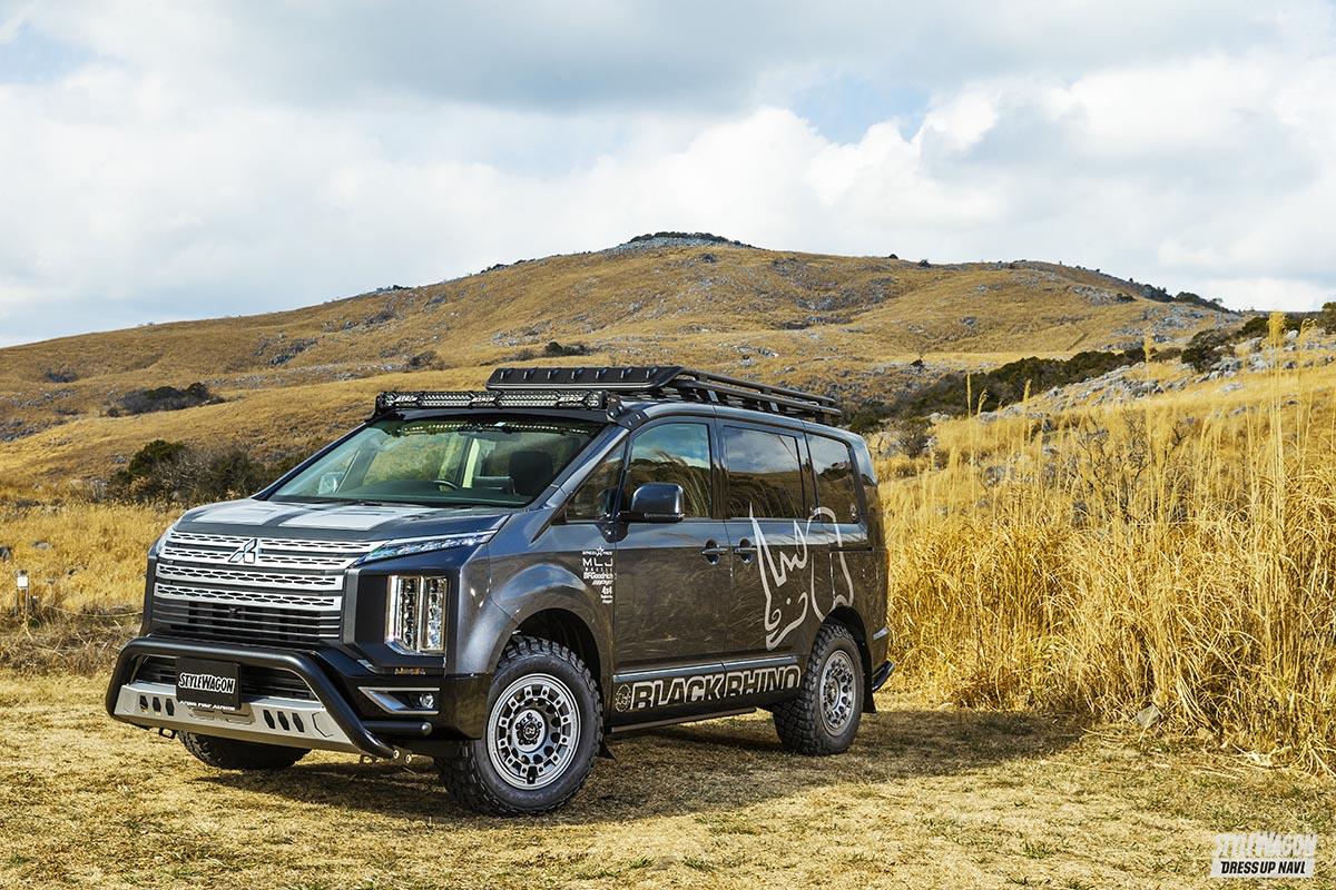 極太パイプのバンパーガードが、デリカD:5にバツグンに似合う