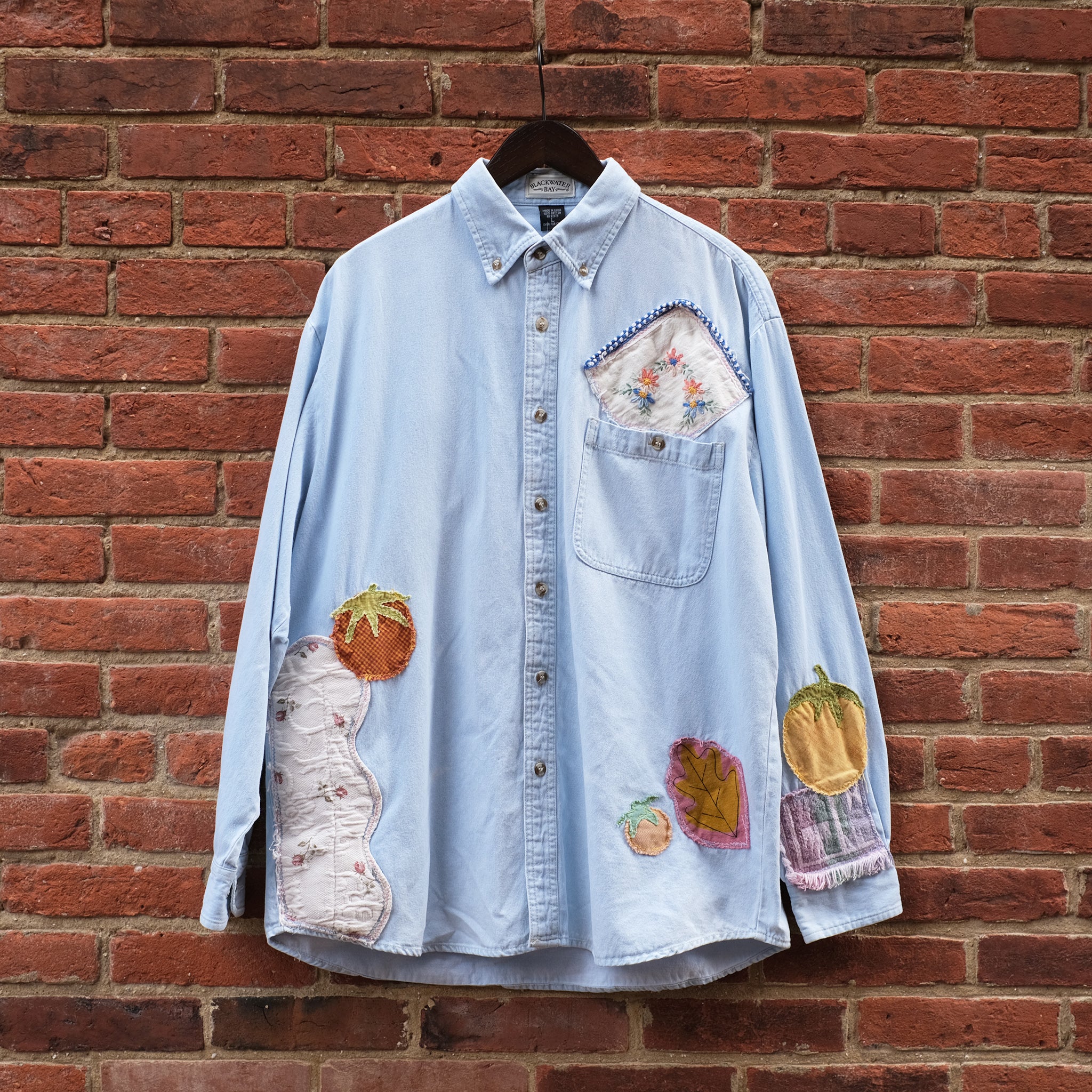 patchwork shirt - light denim longsleeve L – Moves Clothing Co
