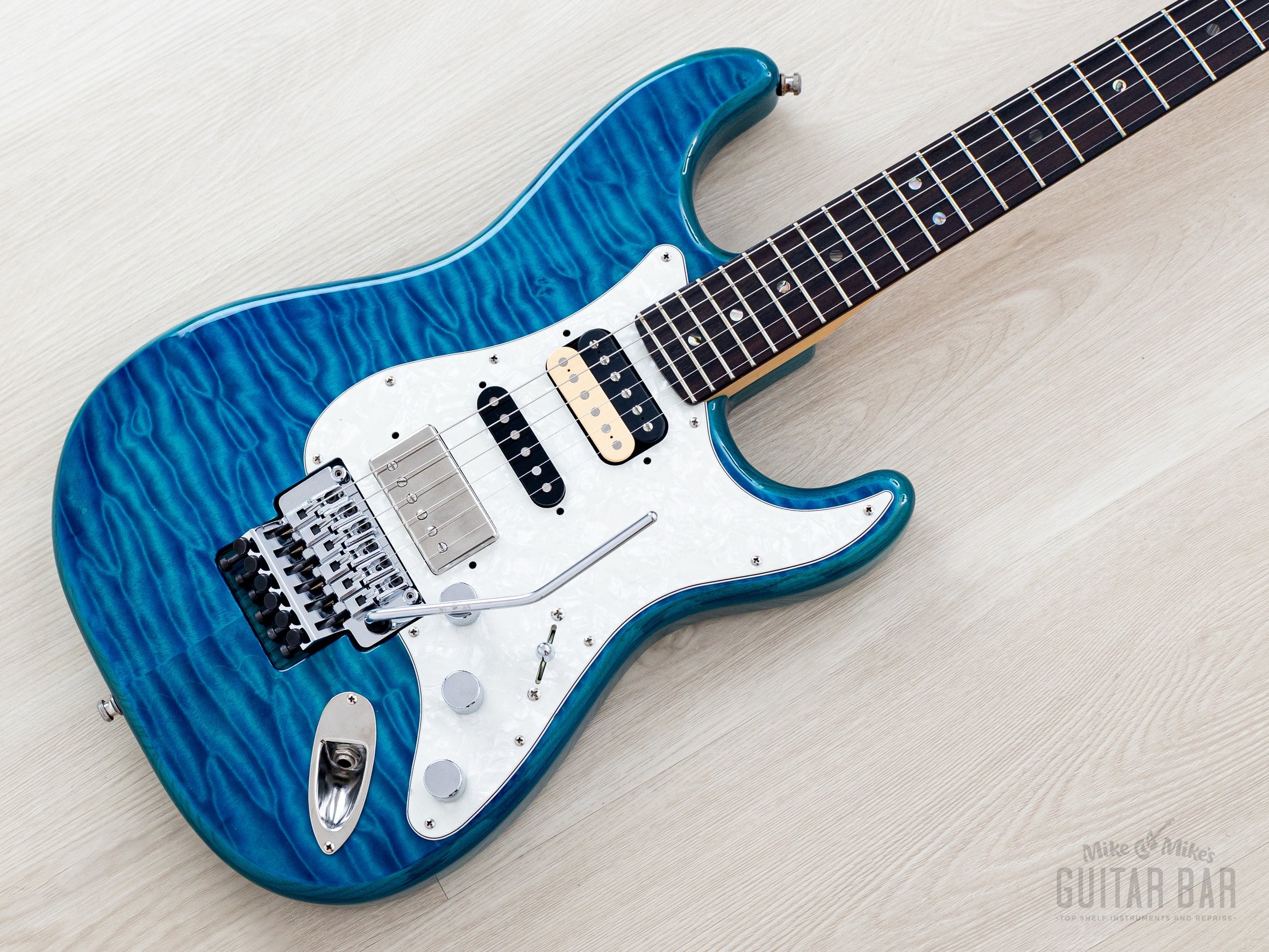 2019 Fender Michiya Haruhata Stratocaster HSH Quilt Top Caribbean Blue