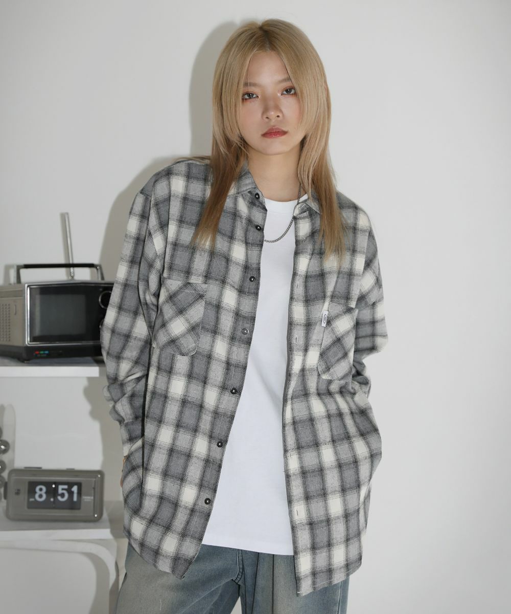ヴィンテージ加工 オンブレチェック長袖シャツ | MSG
