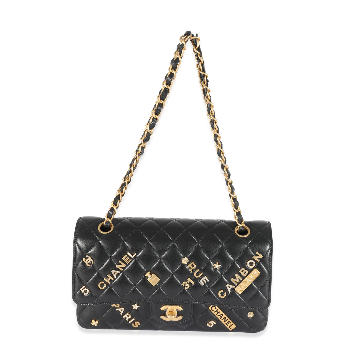 Chanel 21S Black Leather Charms Medium Flap Bag | myGemma | Item