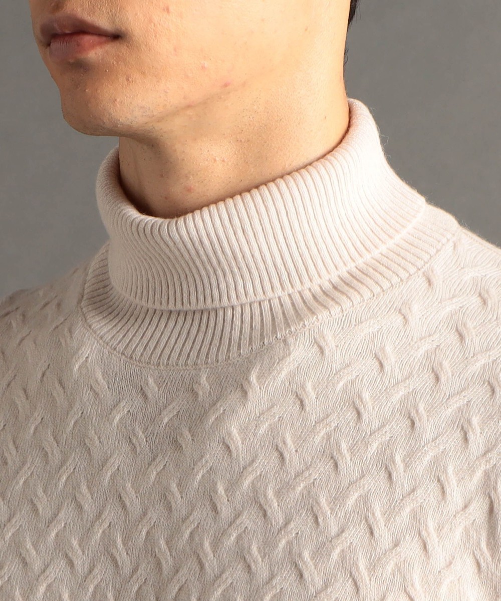 ex/tra】 ウールカシミヤ ケーブル タートルネックニット｜ニット