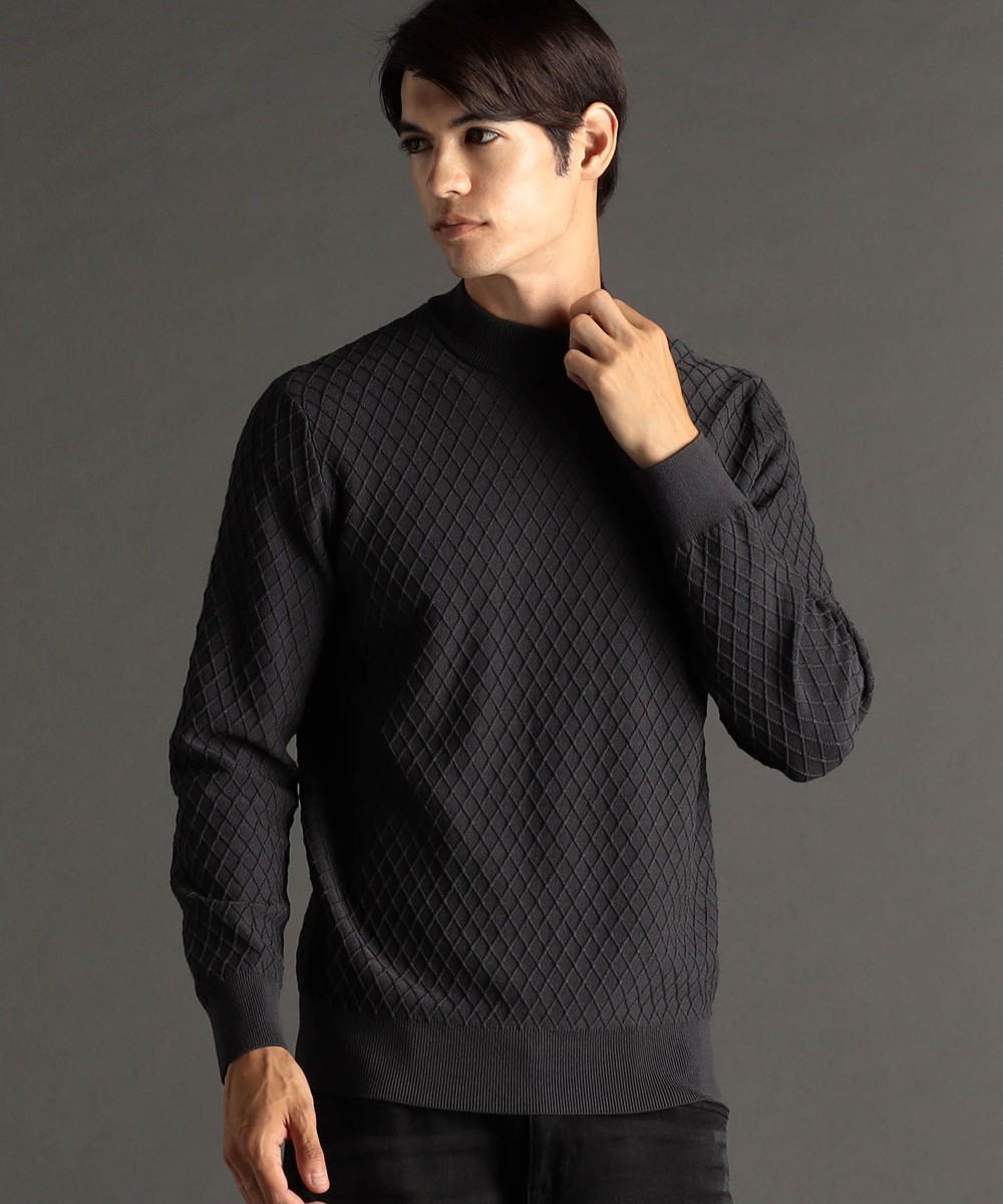 ex/tra】ダイヤジャカード モックネックニット｜プルオーバー｜ニコル