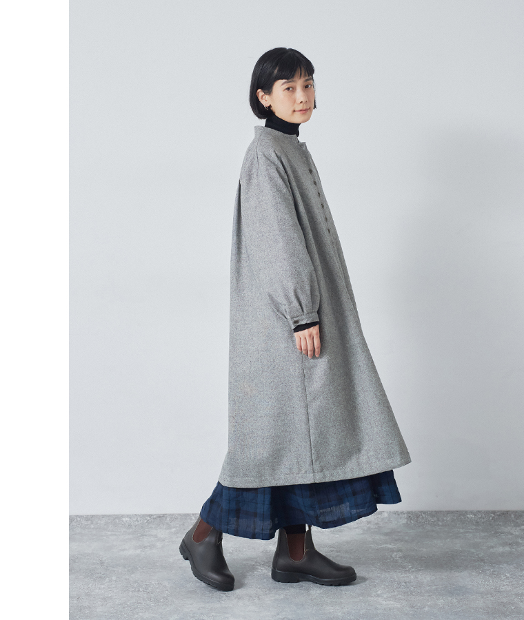 ミニマルに、あたたかく。【 08Mab 】ウールツイードロングコート