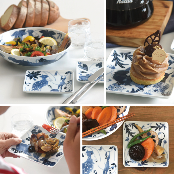 染付古波佐見 |正角皿S【 natural69】公式オンラインショップ