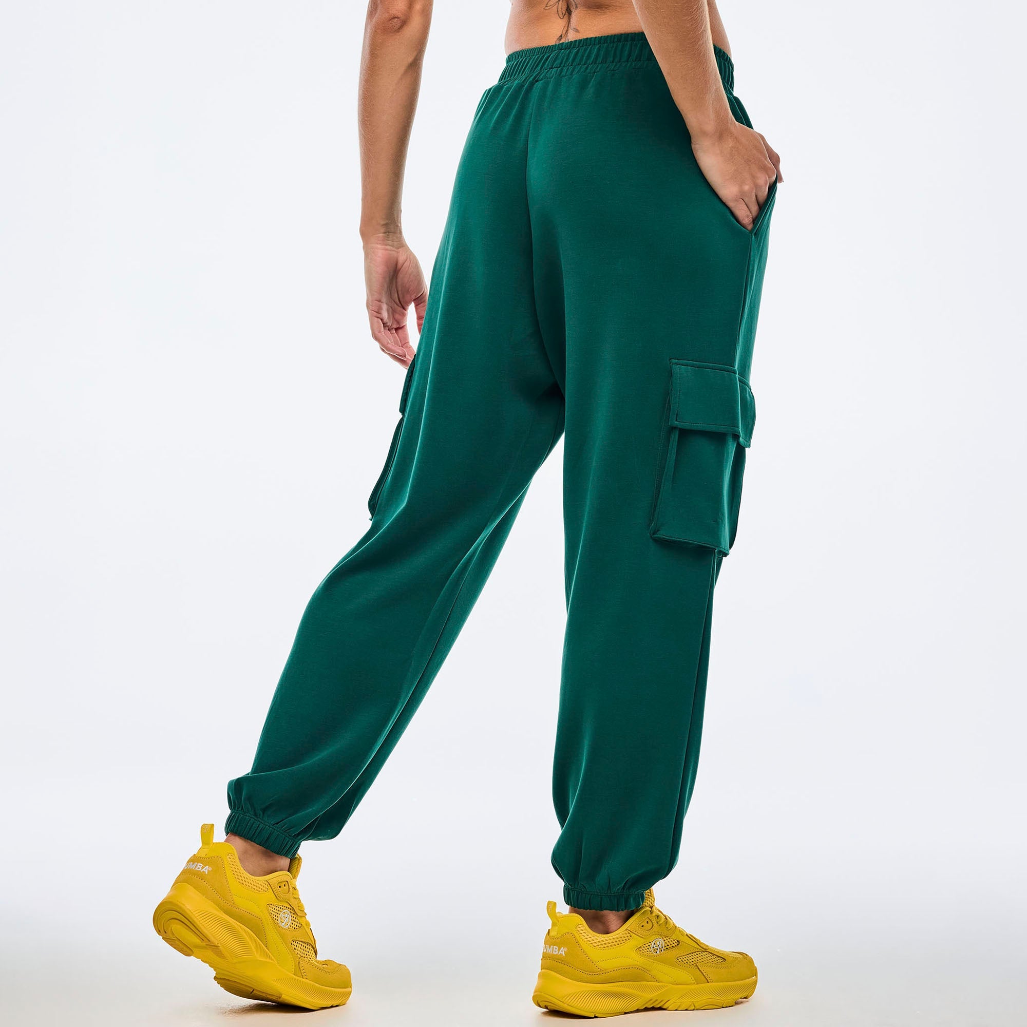 Apres Zumba Modal Slouch Cargo Pants With Belt - Teal Tango