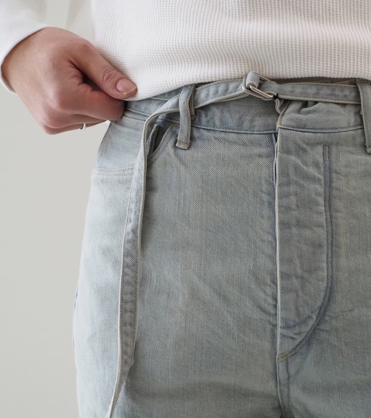 blurhms 12.9oz Denim Narrow Belted Pants, Indigo Over Dye – Navyblue