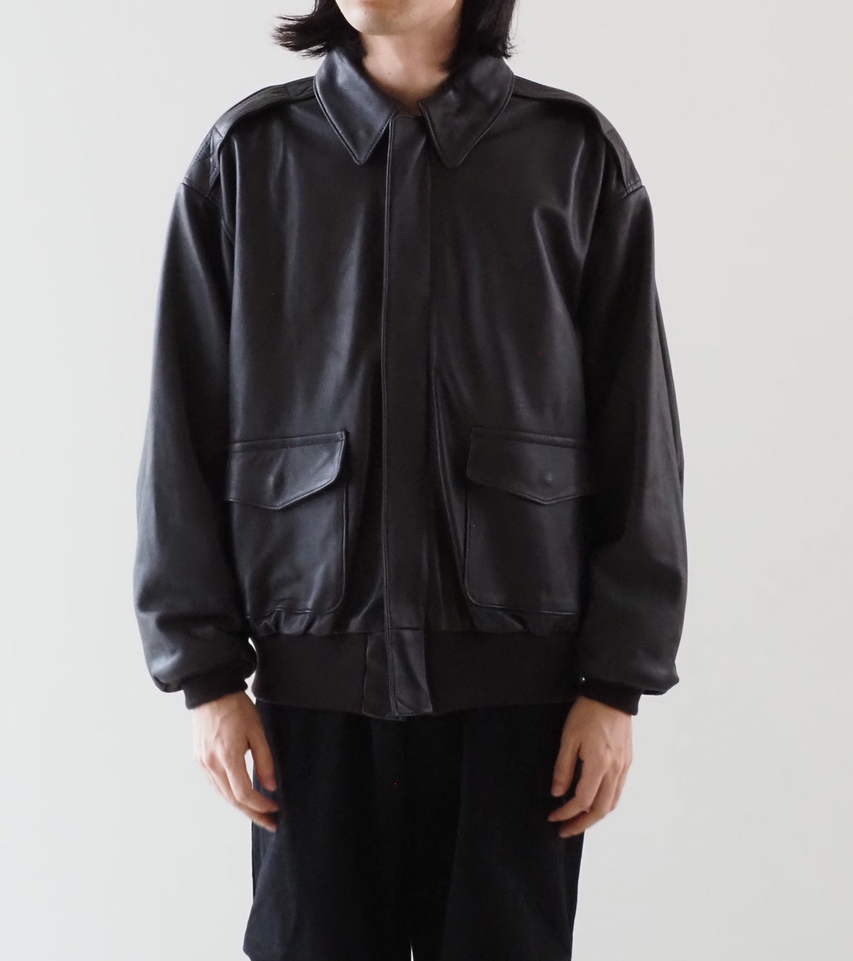 COMOLI シープスキン A-2 ジャケット , Brown – Navyblue