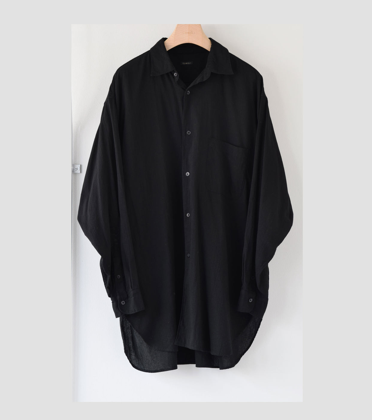 COMOLI オックス シャツ , Black – Navyblue