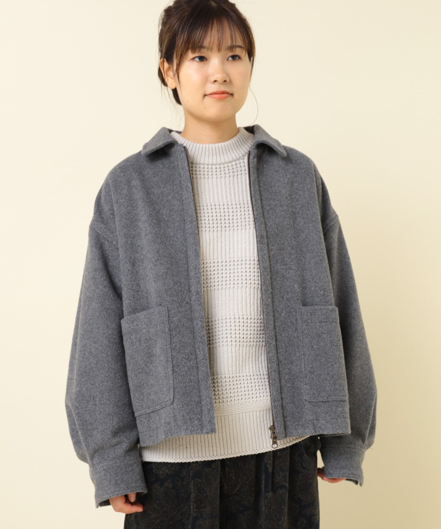 J2118 ウールジップアップブルゾン(M ダークネイビー): アウター - RNA