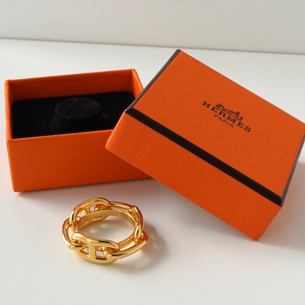 エルメス ルガテ シェーヌダンクル スカーフリング GP ゴールド 箱付き