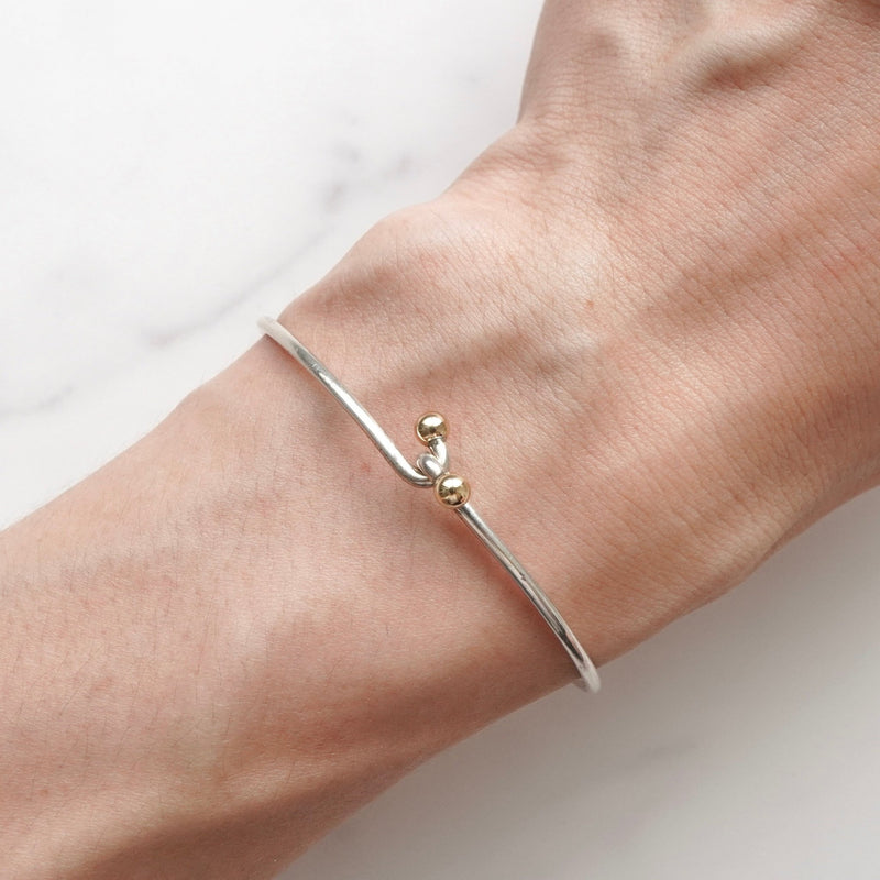 ティファニー ラブノット K18 × SV925 バングル ブレスレット シルバー