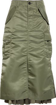 Sacai Insulated Nylon Twill Midi Cargo Skirt | Nordstrom