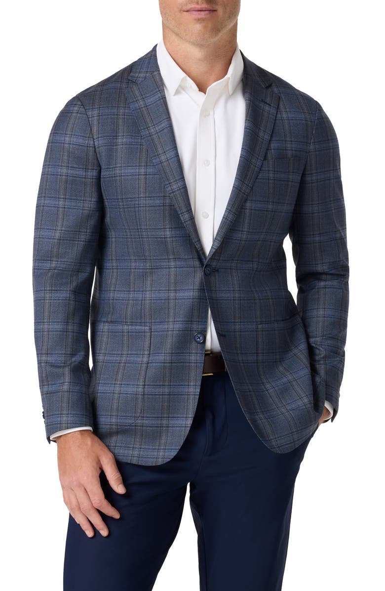 Mizzen+Main Lavelle Trim Fit Blue Plaid Wool Sport Coat | Nordstrom