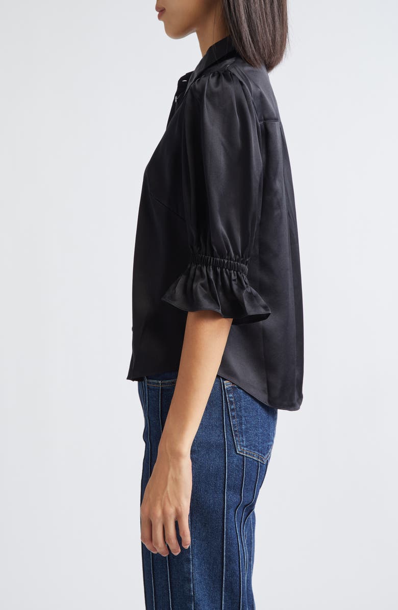 Cinq à Sept Fiona Ruffle Cuff Silk Button-Up Shirt | Nordstrom