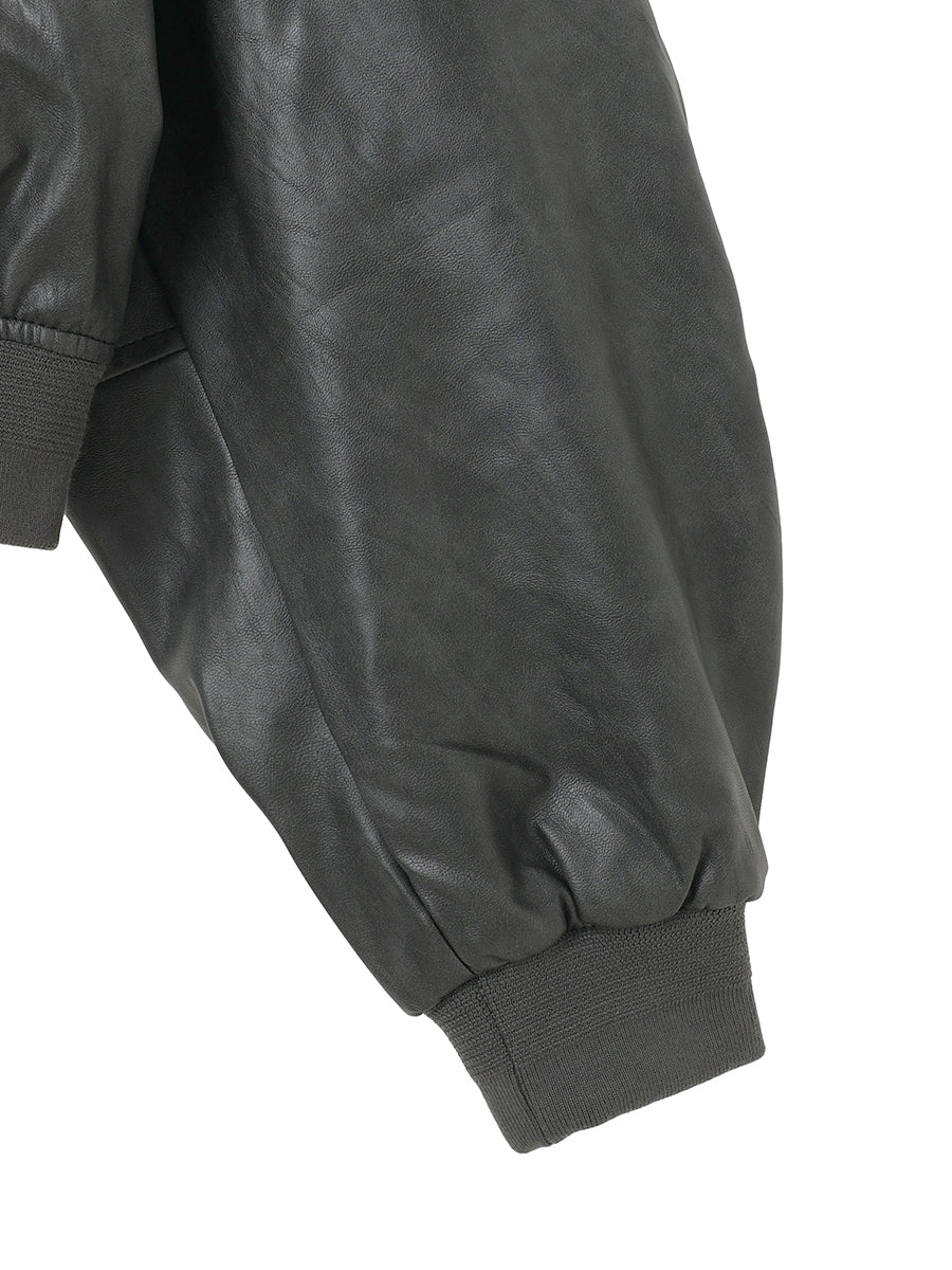 synthetic leather padded short jacket – NKNIT