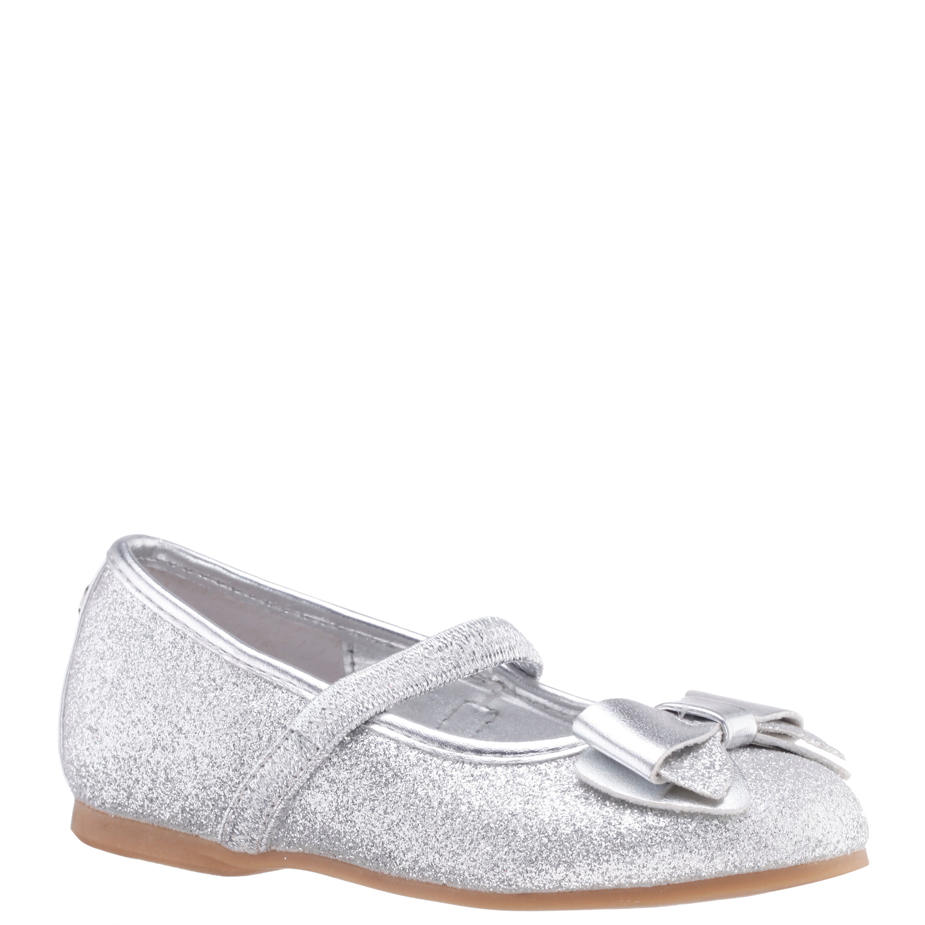 Girls Kenzee Silver Glitter Ballet Flats | Nina Shoes