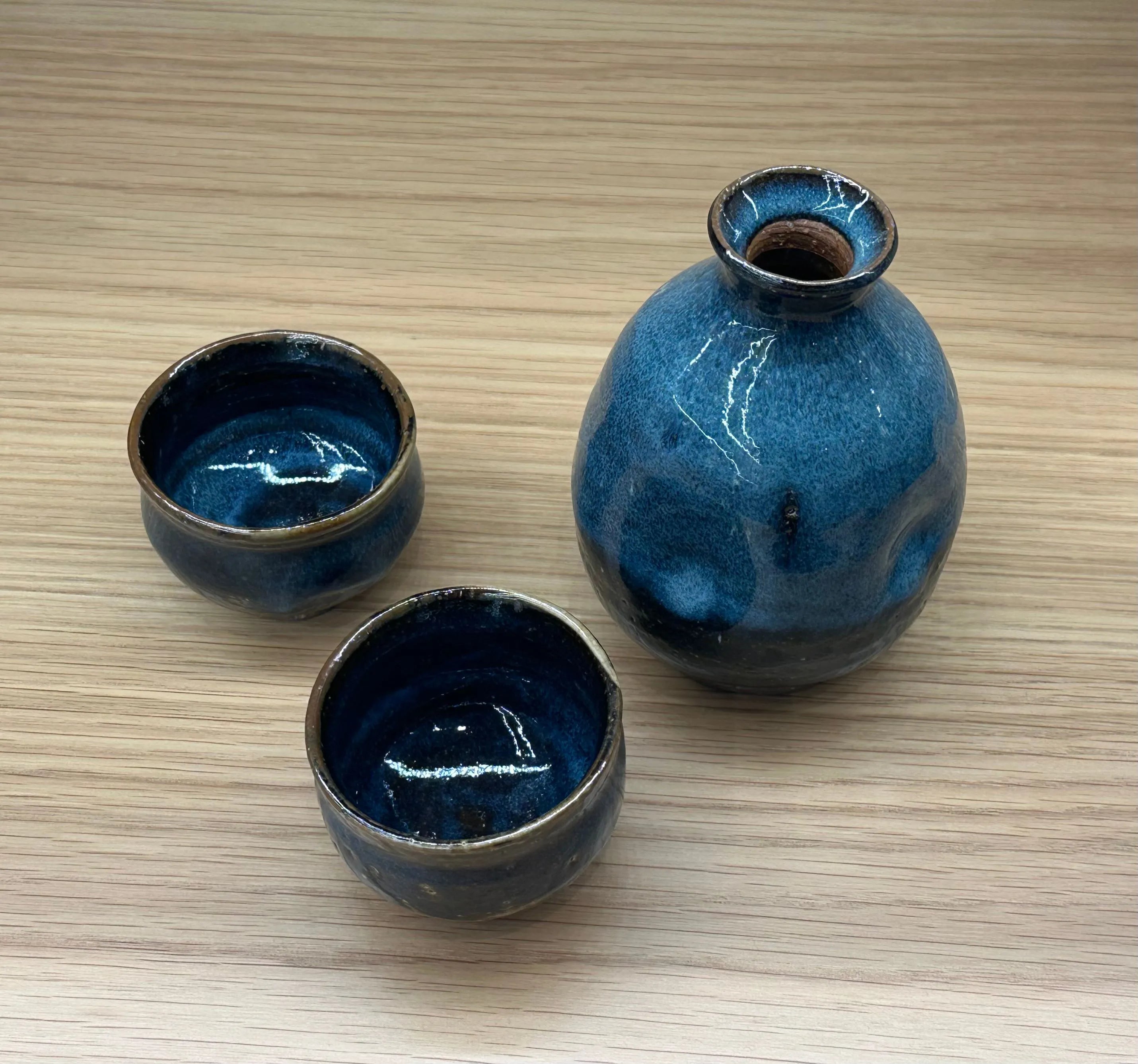 萩焼 光彩庵 青流 蒼釉わたつみ 酒器セット 380cc/80cc | ギフト