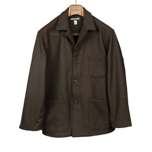Monitaly Italian Jail Jacket in brown basketweave wool flannel