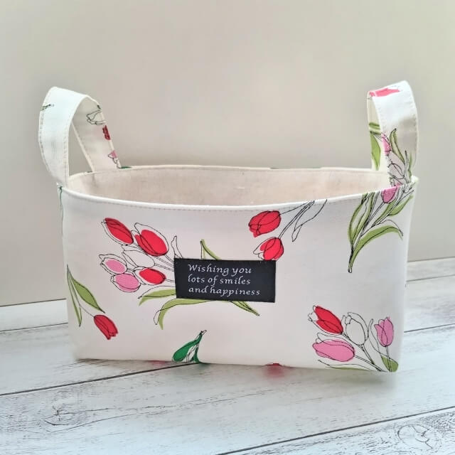 ぽいぽい布バスケットは春の柄で作ろう | のんびりにっこりハンドメイド