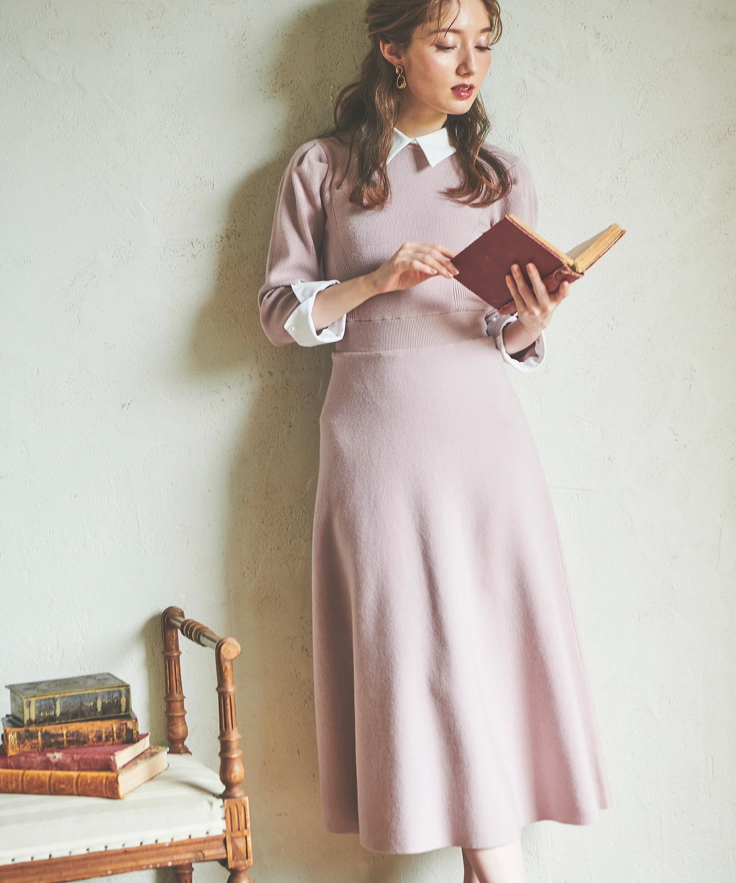 カラーデザインカフスニットワンピ | ニットワンピース | NOELA