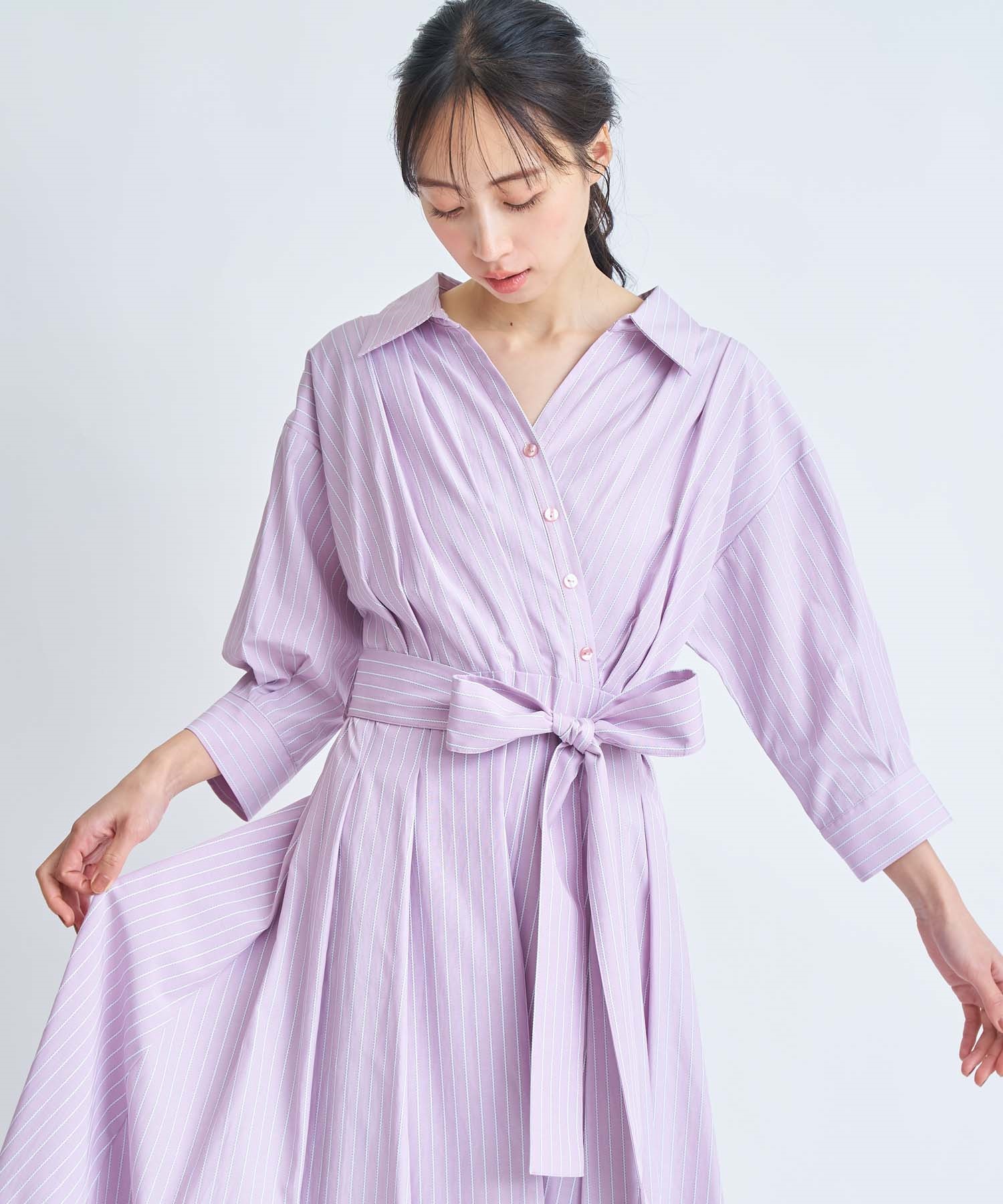 予約】【SSサイズあり】カシュクールウエストリボンワンピース