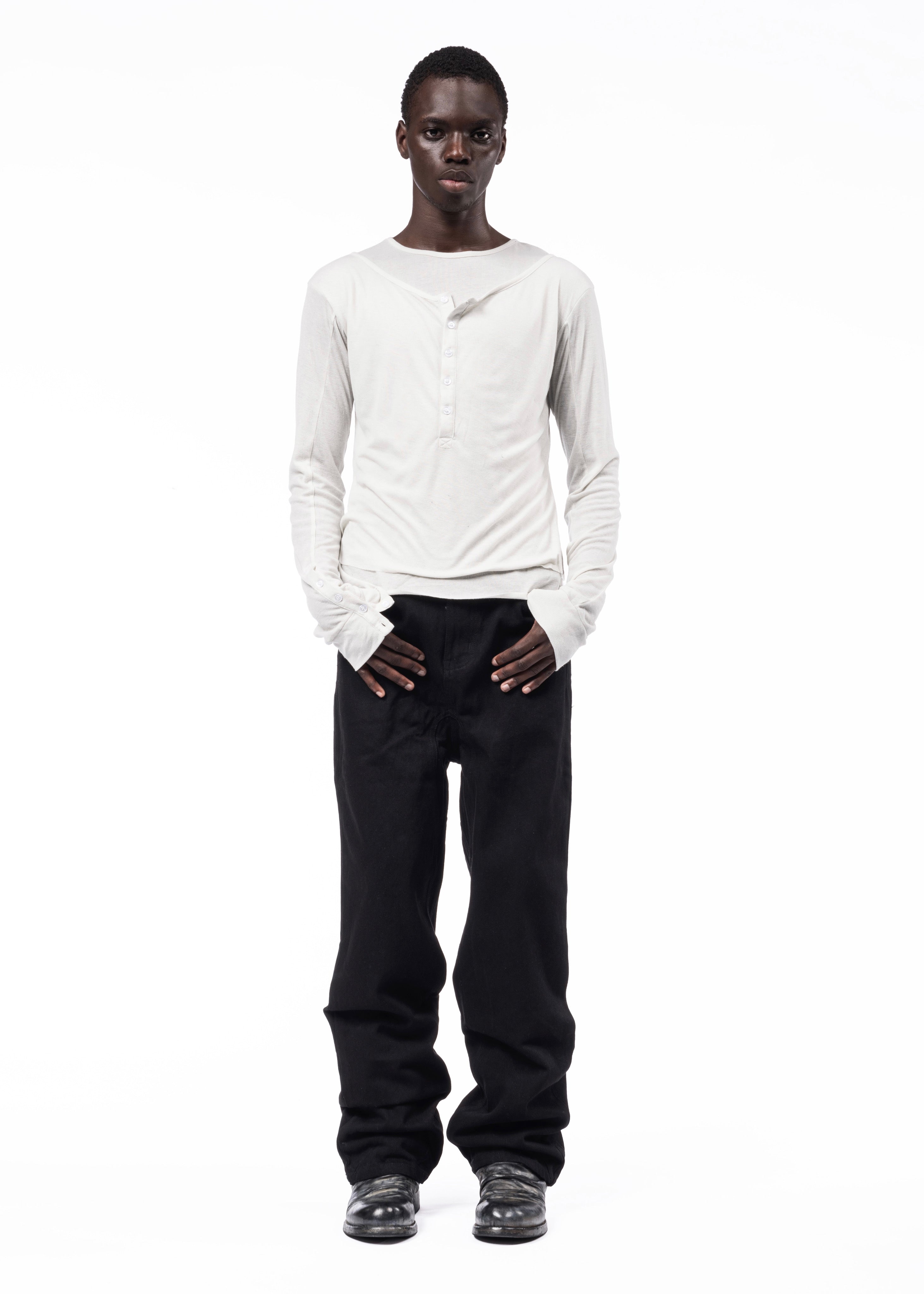 DOUBLE-LAYERED BUTTON ORGANIC COTTON SHIRT WHITE – NO/FAITH STUDIOS