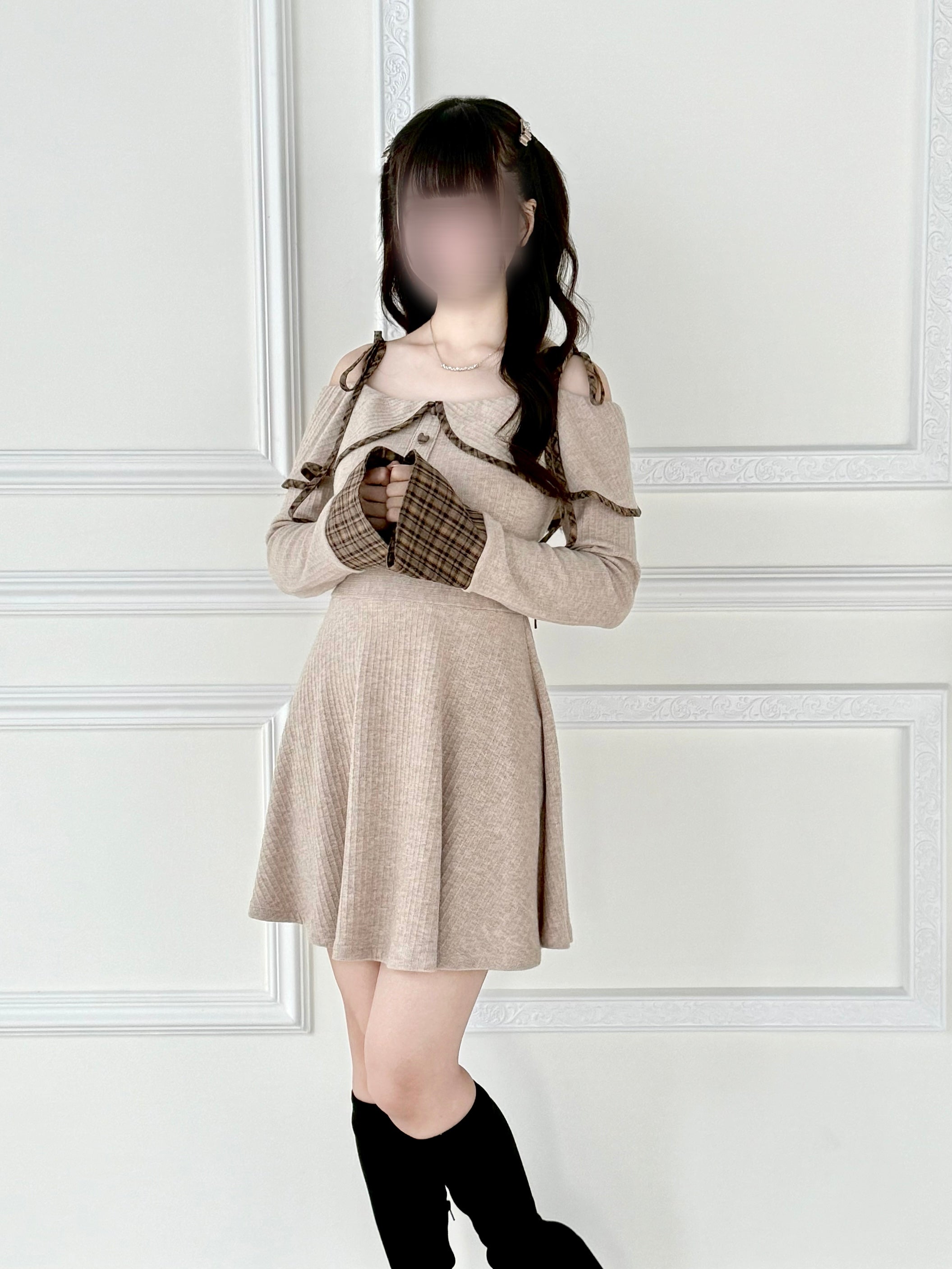 BunnyLis:リボンオフショルダーニットトップス – NoGenki