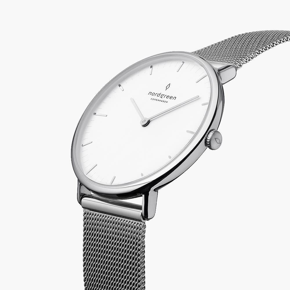 Scandinavian Native | Nordgreen 32mm Silver Mesh