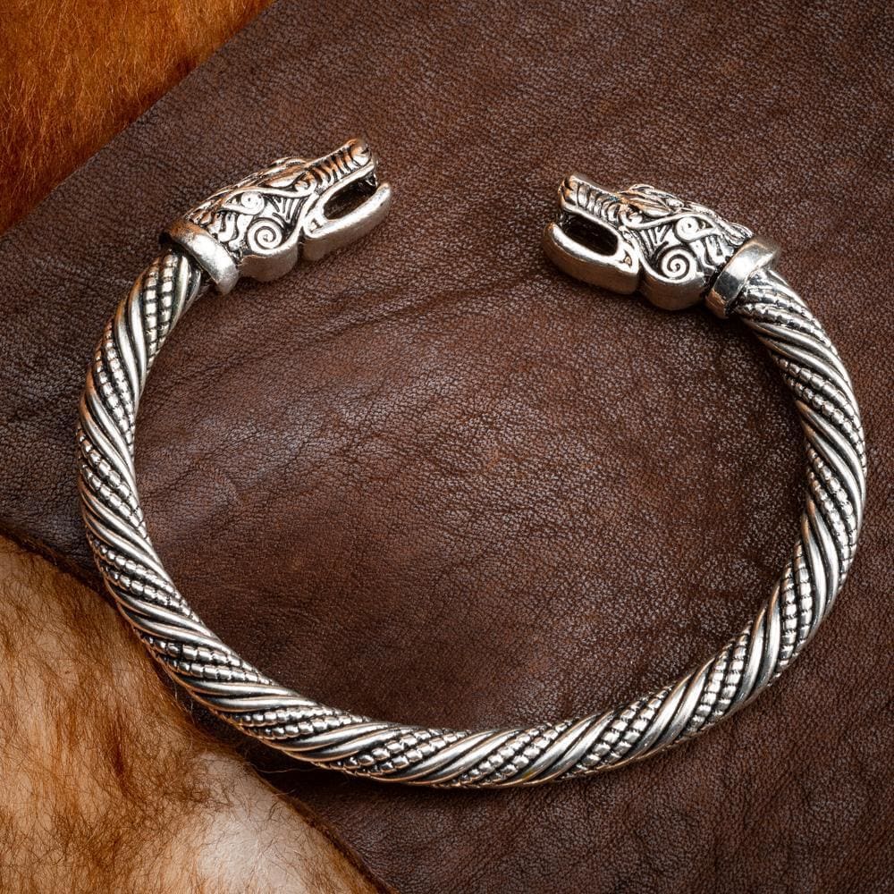 Wolf's Head Torc Bracelet - Norse Spirit