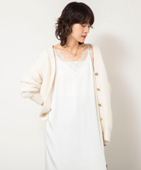 ウォッシャブルトリミングレースサテンキャミワンピース（5-0030-6-07