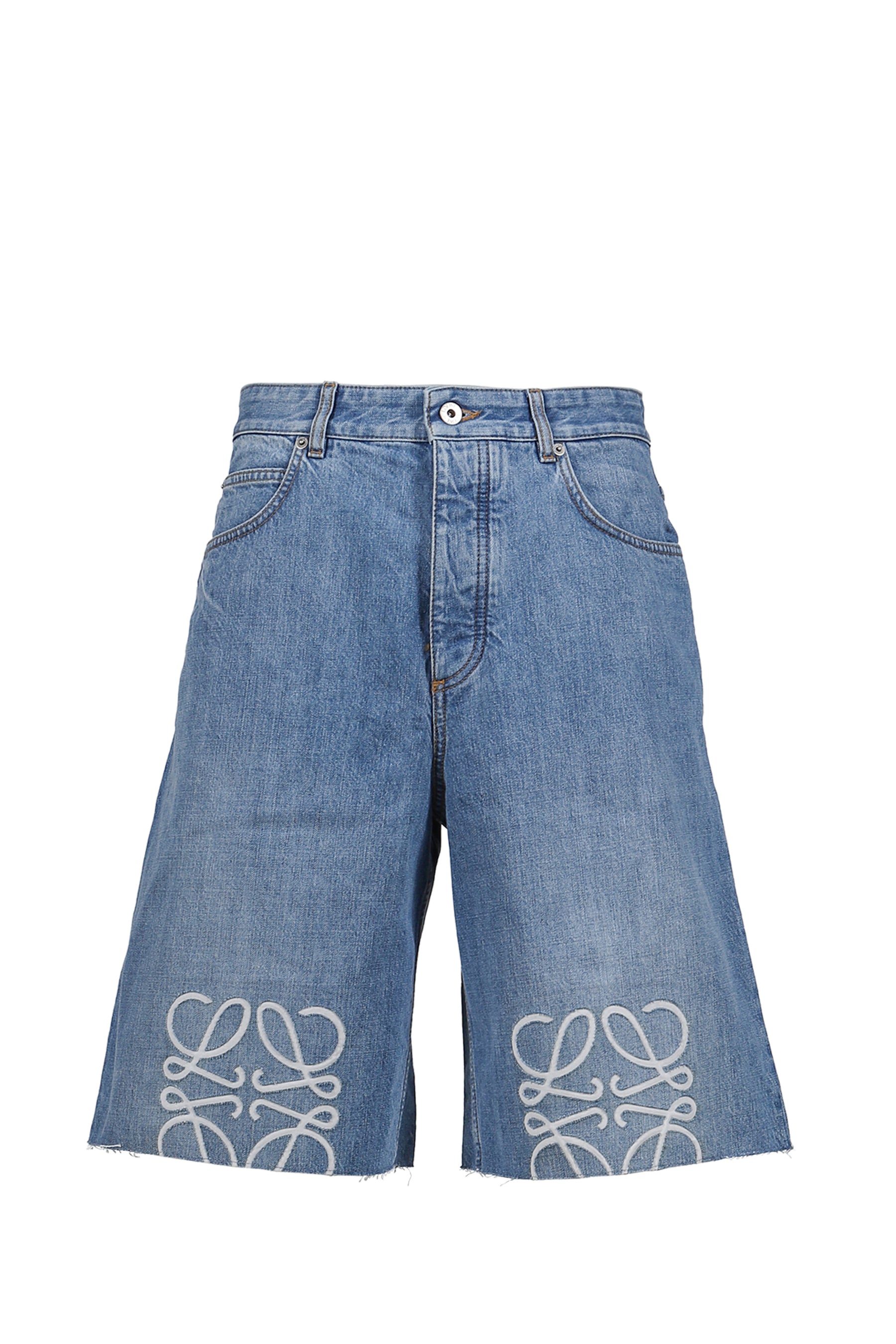 LOEWE ロエベ FW25 ANAGRAM SHORTS / WASHED DENIM BLU - NUBIAN ヌビアン