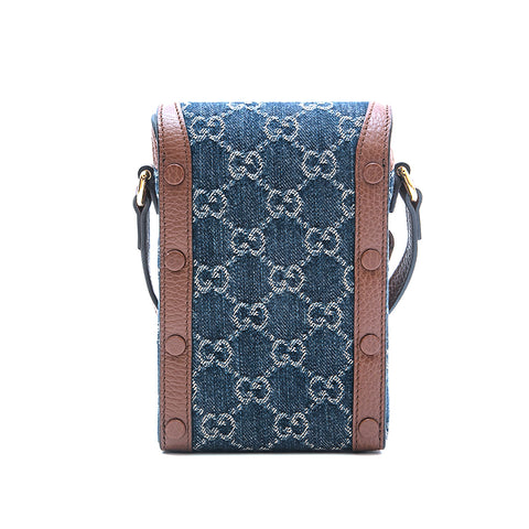 グッチ GUCCI GGデニム ホースビット ミニ ショルダーバッグ ブルー