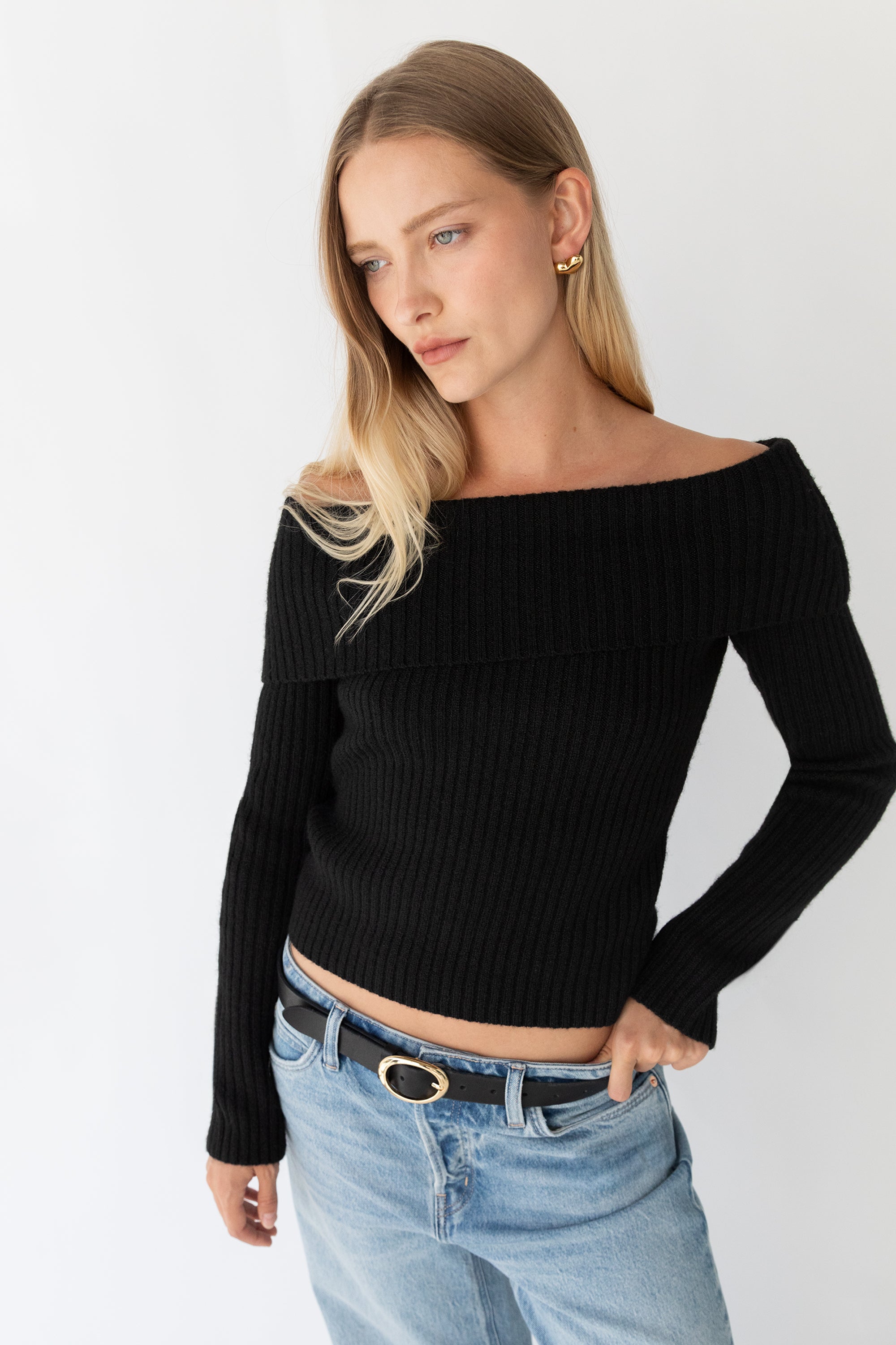 Cropped Off The Shoulder Sweater | OAK + FORT – OAK + FORT USA