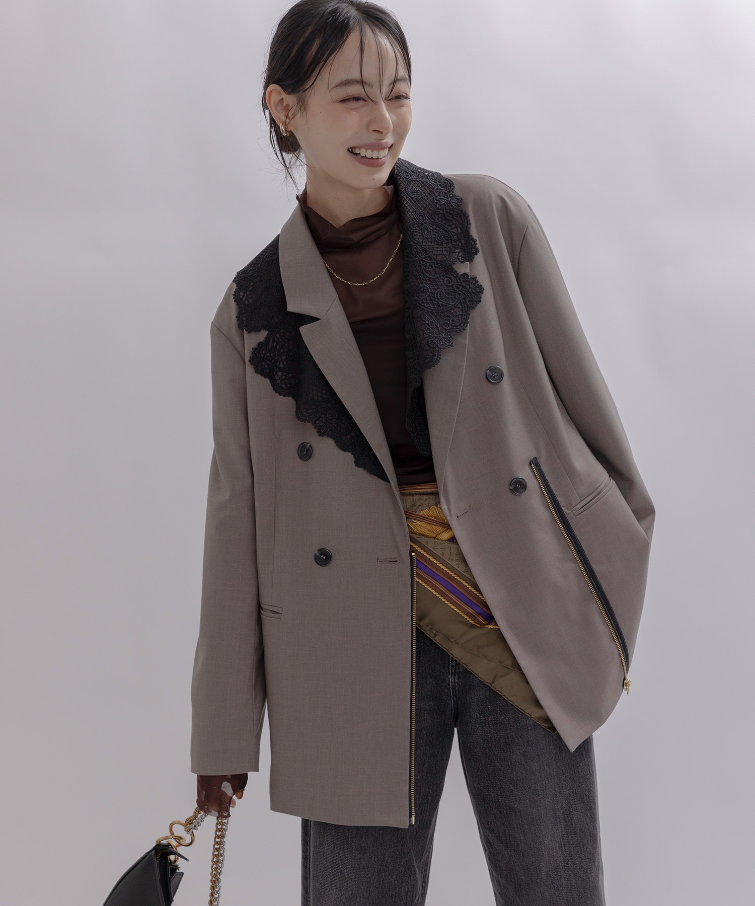 レースカラー ジップ ダブルジャケット Eimee Law│Eimee Law