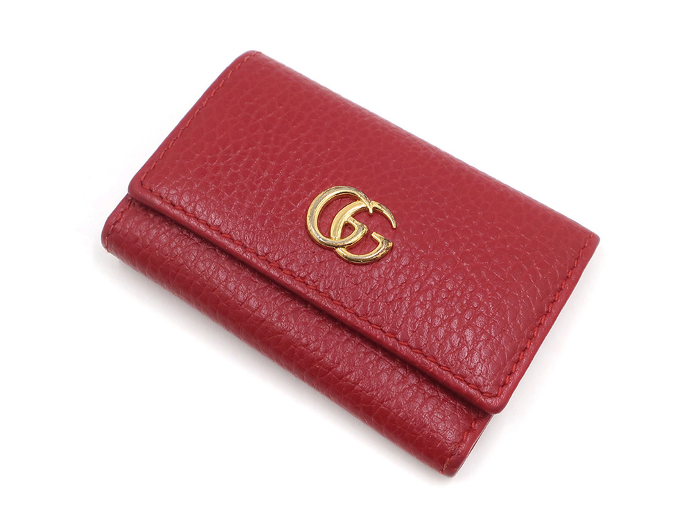 グッチ GGマーモント レザー キーケース6連 レッド 456118