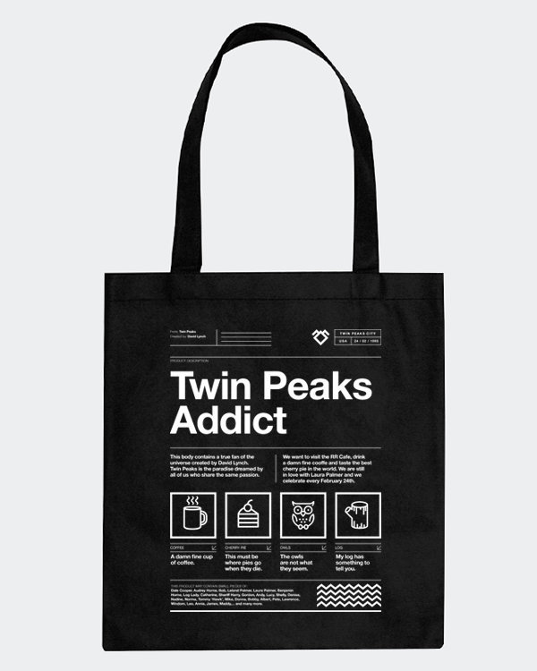 Twin Peaks Fan Black Tote Bag - OhMyQuote