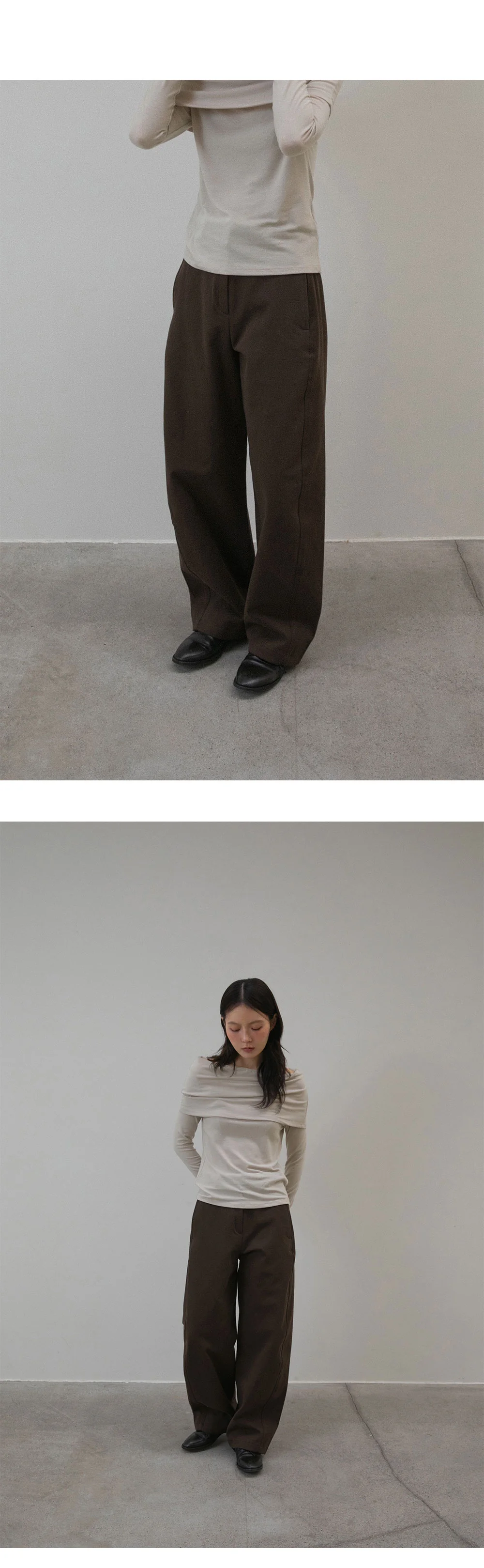 belted curved pants | OHOTORO