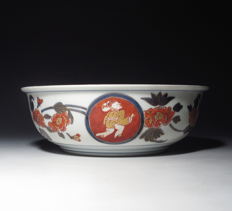 古伊万里 金襴手 唐獅子鳳凰人物文 鉢【元禄～享保】 ｜ 古陶磁 大林師友堂