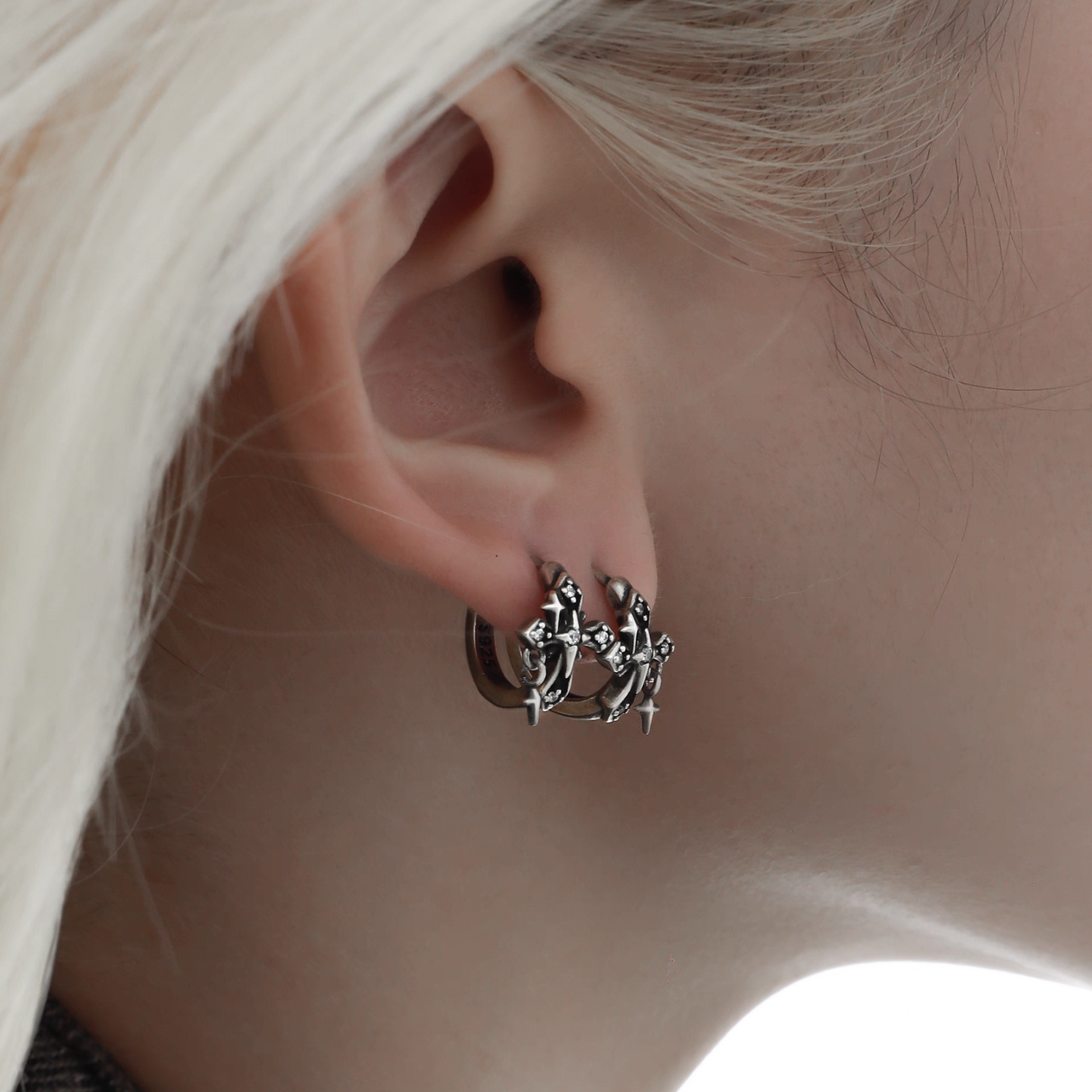 S925 CRUCIFIX ORBITAL PIERCE[SET ITEM]