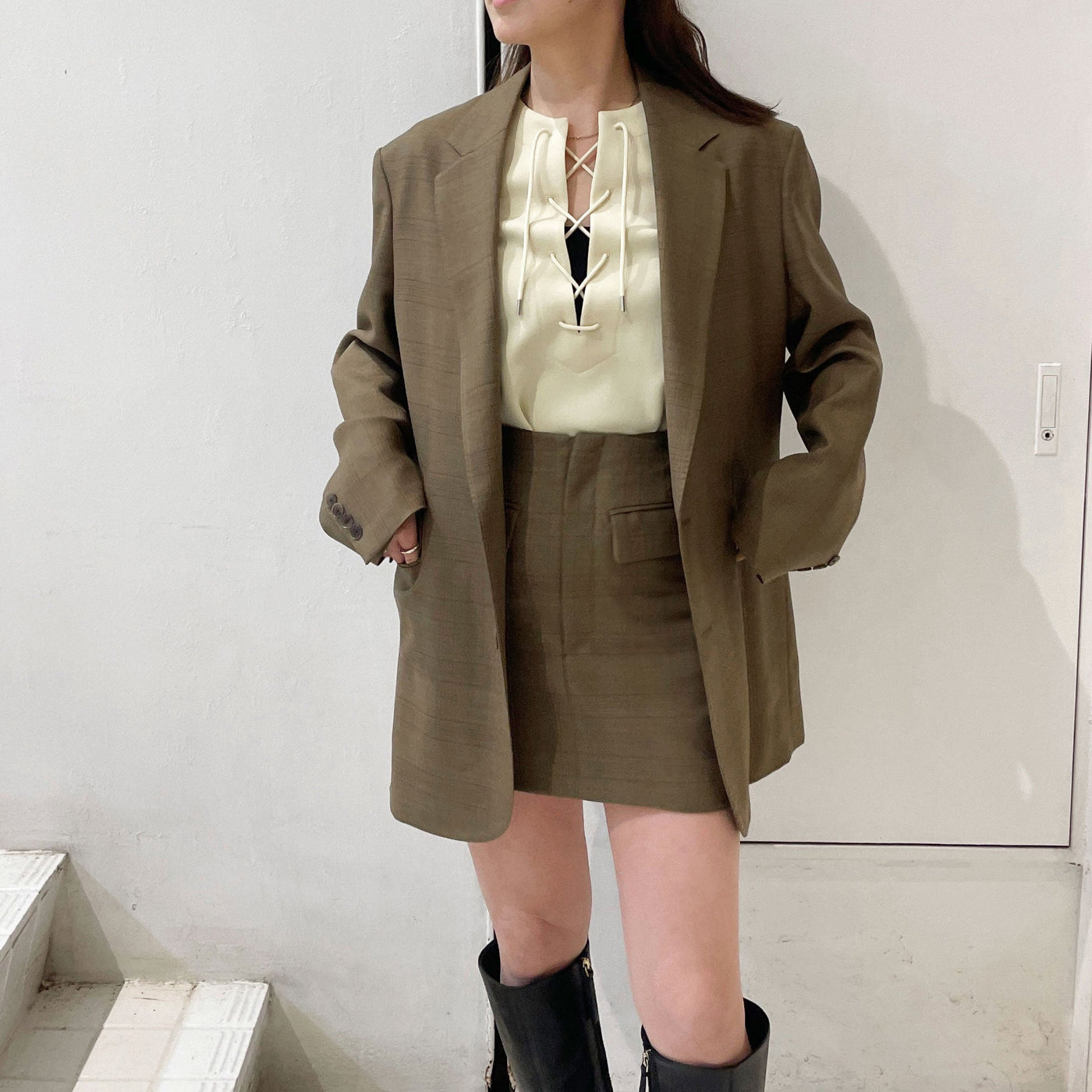 AURALEE】 BLUEFACED WOOL JACKET / BLUEFACED WOOL MINI SKIRT