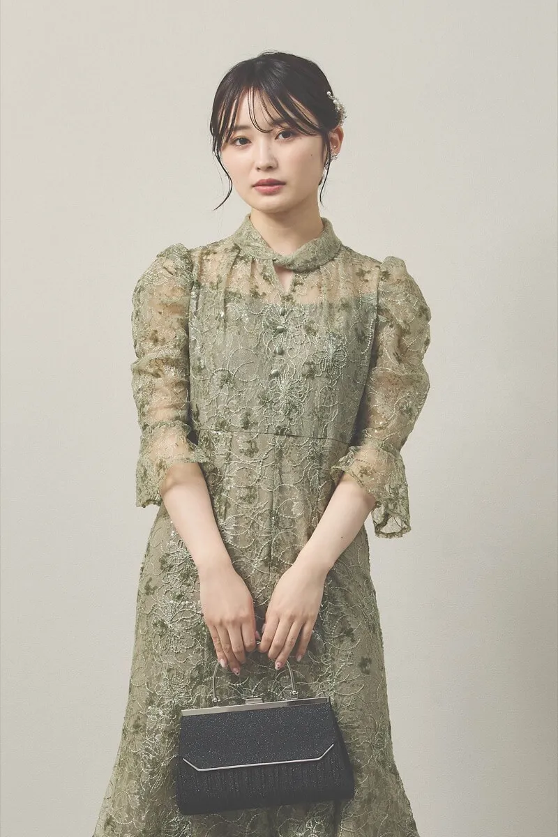 グリーンのスパンコールレースマーメイドドレス[M] Lejaのレンタル｜11