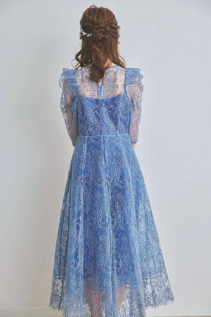 ブルーのフィットアンドフレアレースドレス[M] SNIDELのレンタル｜11