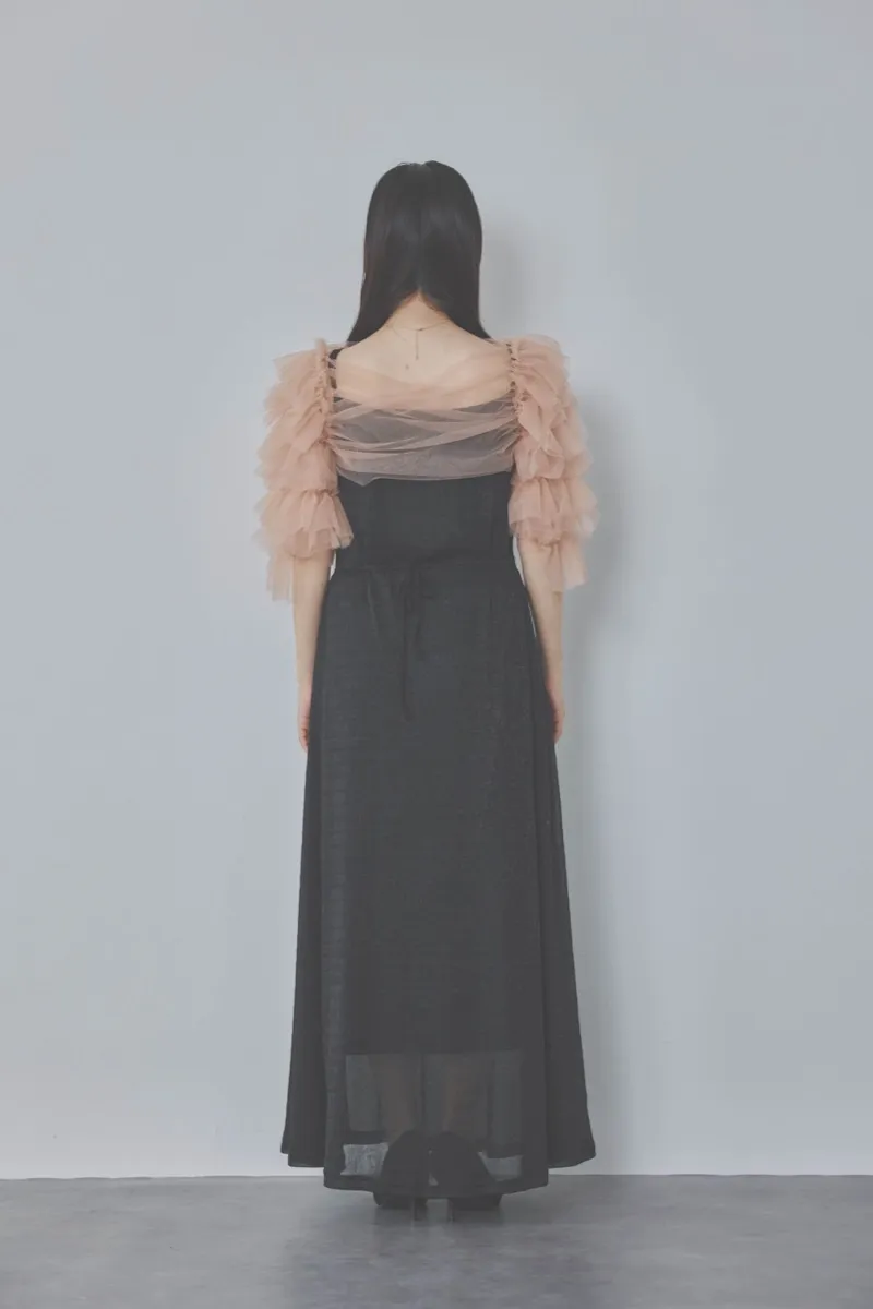 ブラックのティアードフリルボレロドレス[M,マタニティ] Lejaの