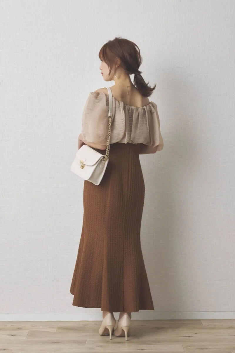 ブラウンの2WAYオフショルマーメイドドレス[M] Lejaのレンタル｜11