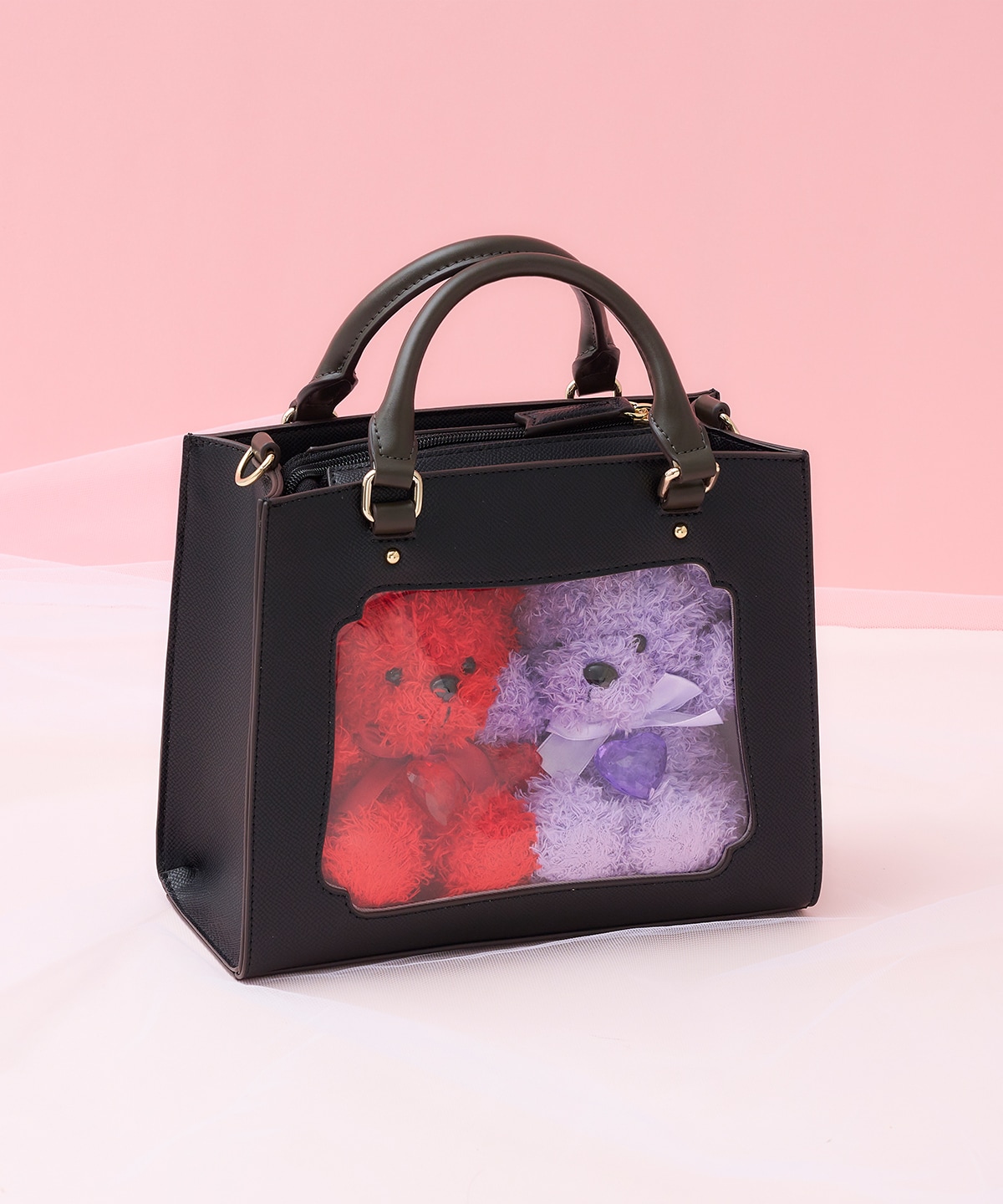 & chouette】≪推し事バッグ≫クリアポケット付きビジューぬいぐるみ