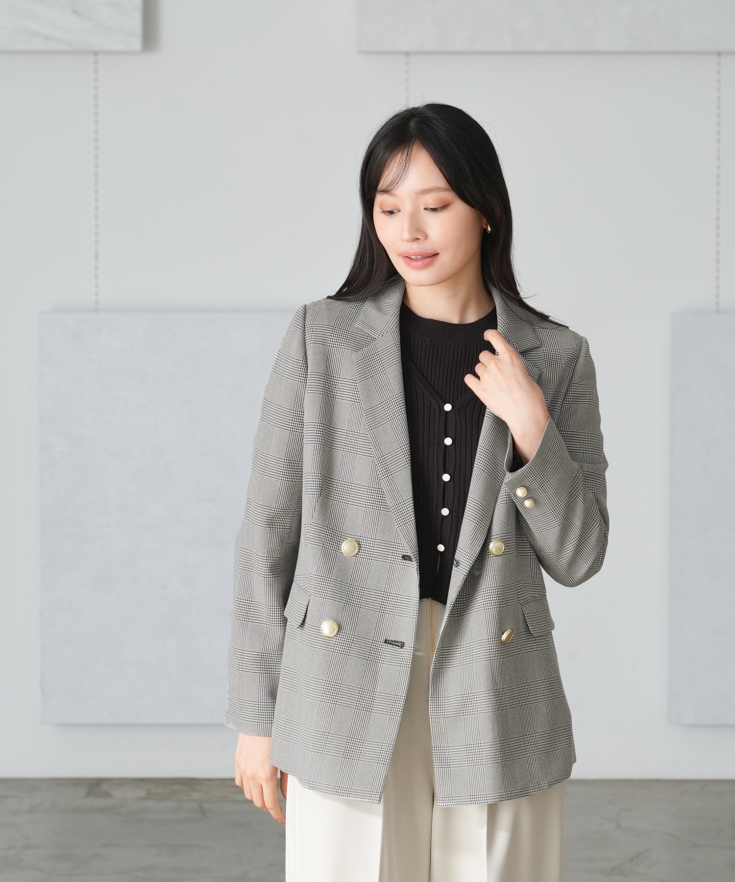 ダブルブレストジャケット(チェック柄・無地)