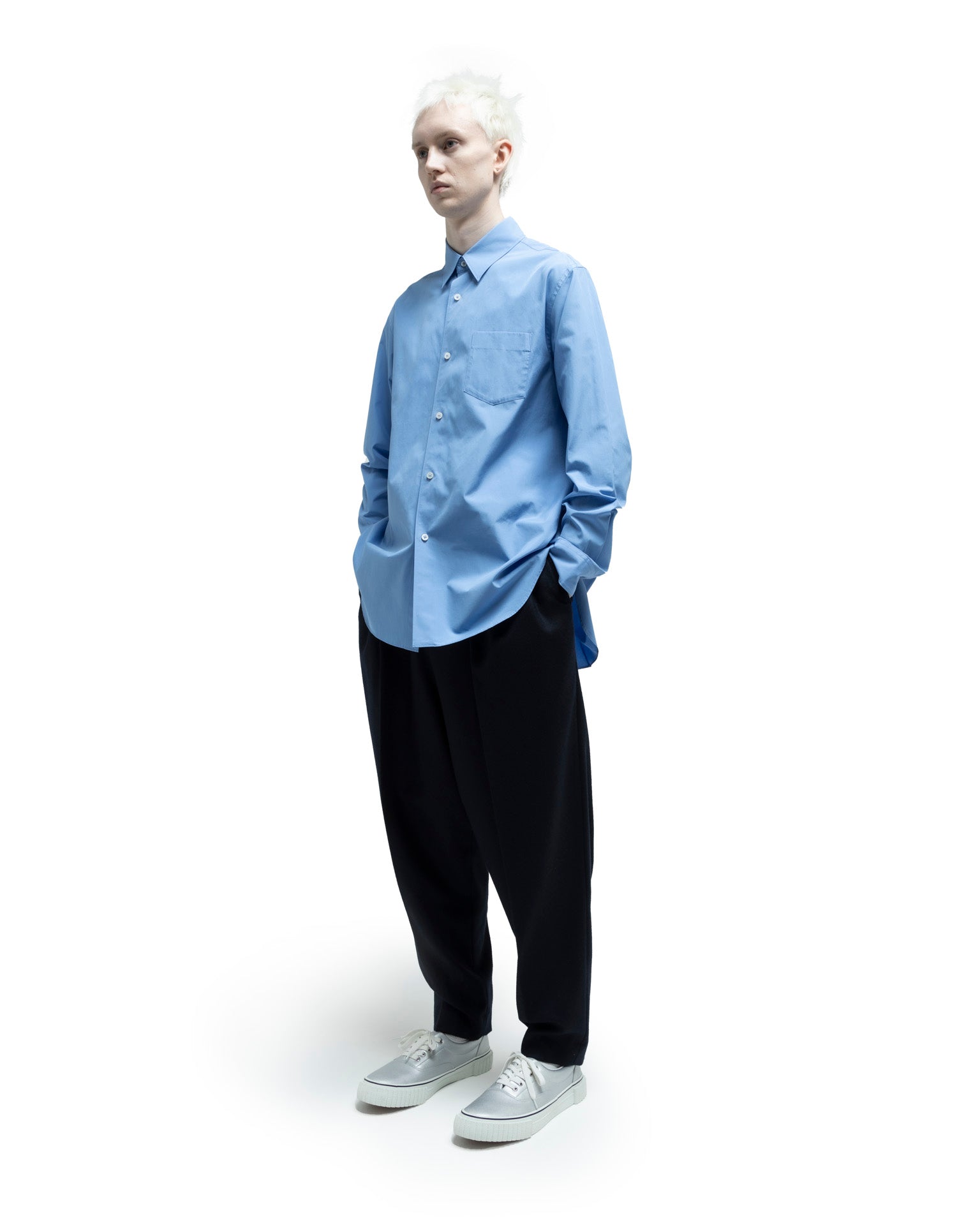 Zipper Pleated Shirt - Sax – FUMITO GANRYU OFFICIAL STORE