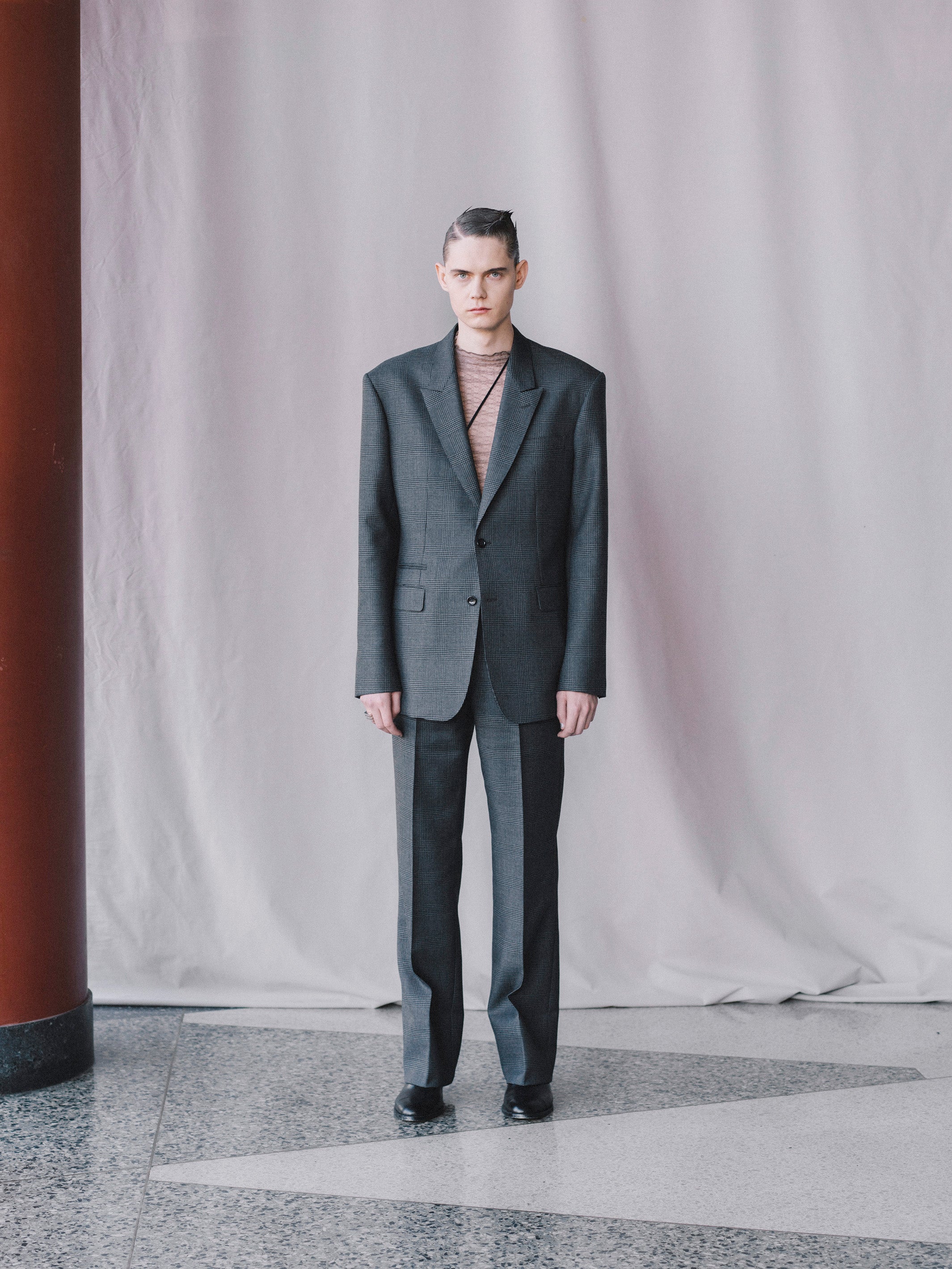 MOHAIR WOOL STRAIGHT TROUSERS